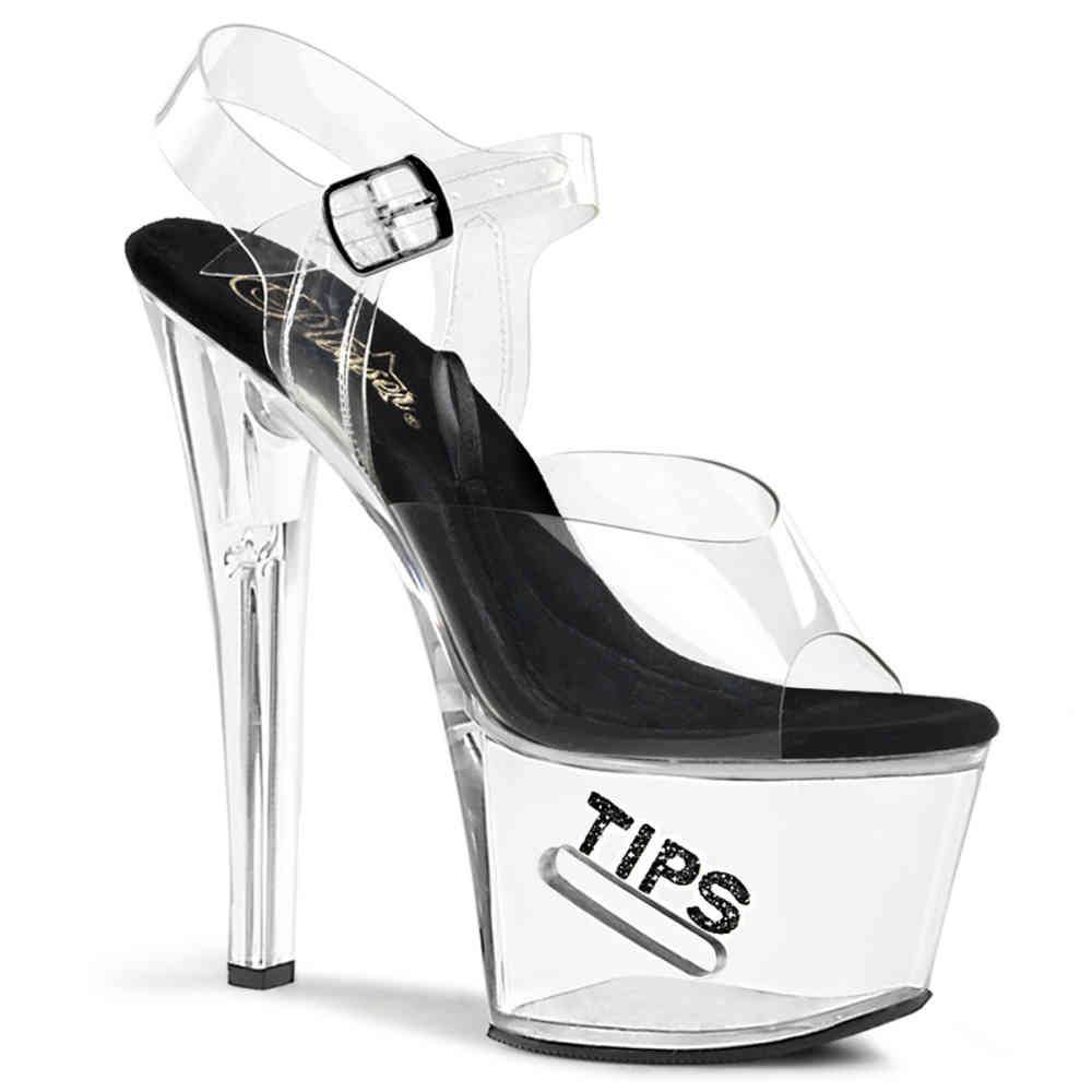 Pleaser - TIPJAR7085 Sandale à bride à la cheville, Pole dance chaussures - Chaussures de pole dance - Blanc Product image